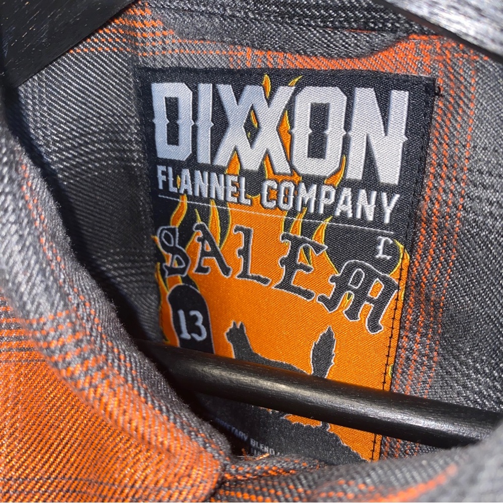 Men’s Large Salem Dixxon Flannel Plaid Button-Up Shirt Long Sleeve Orange Large - Picture 4 of 7